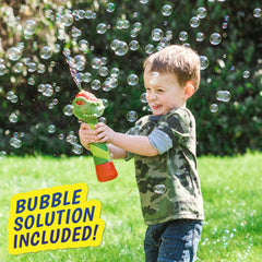 Maxx Bubbles Dinosaur Wand produces dino sounds during bubble fun.