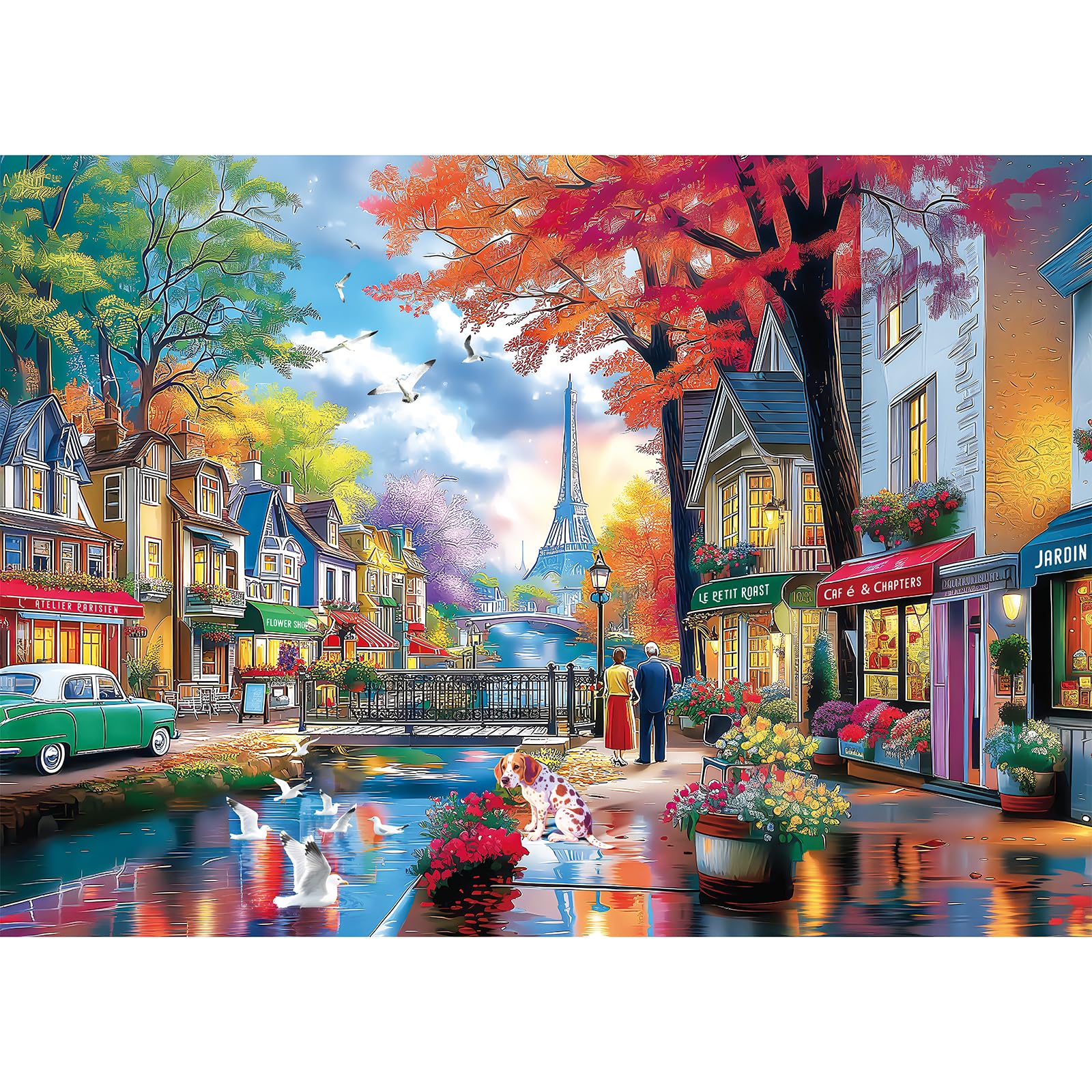 MAXZN Eiffel Tower Street View puzzle image shows Paris scenes for immersive puzzling