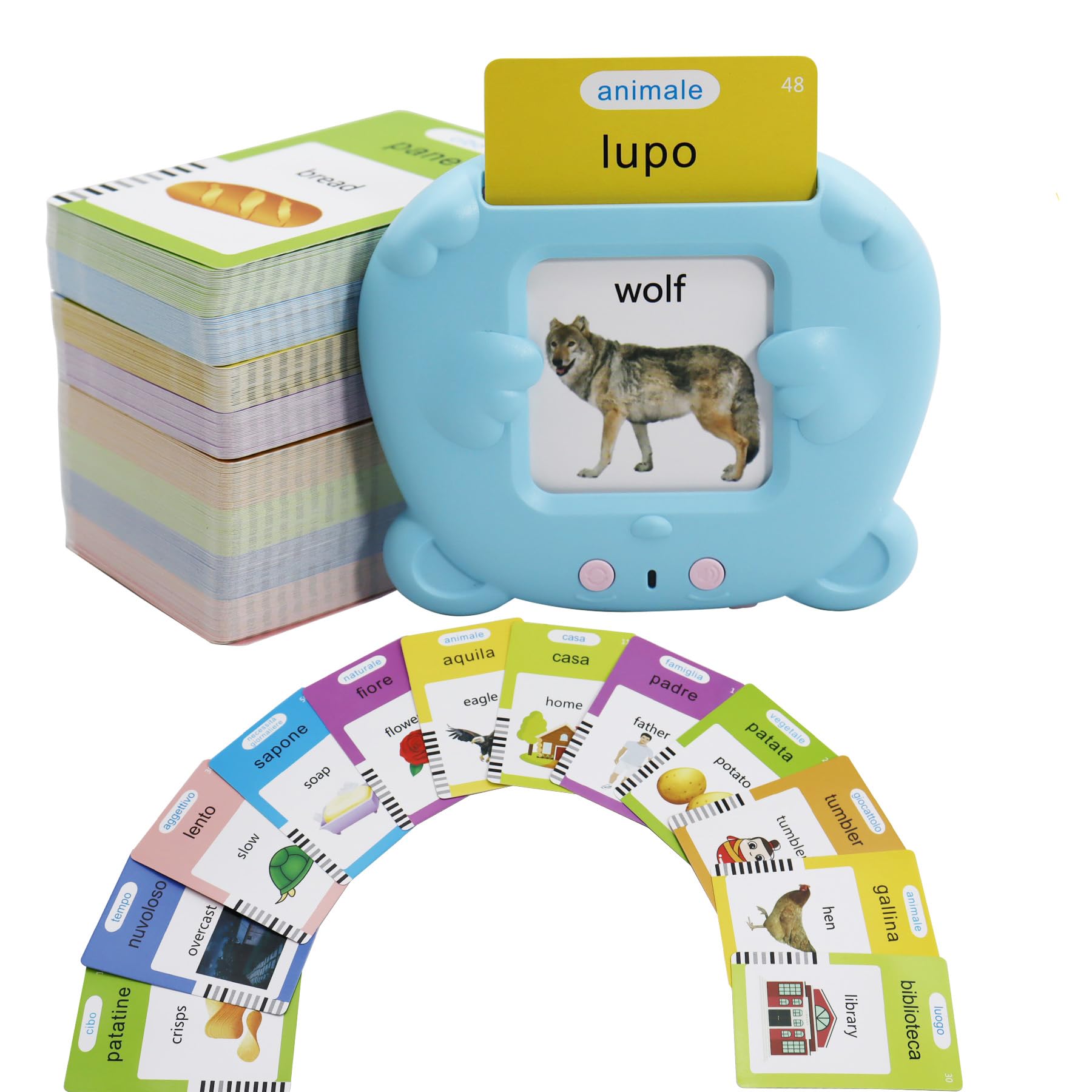 MAYAPHILOS 510 word Italian-English flash cards for bilingual word learning.
