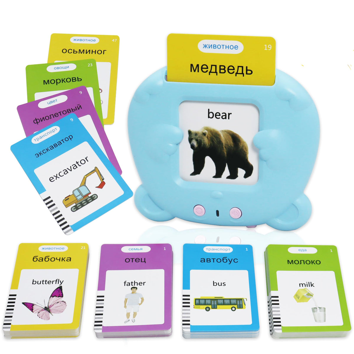 MAYAPHILOS bilingual flash cards front view for early language learning.