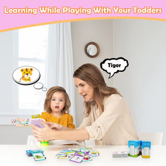 MAYAPHILOS child playing interactive learning moment with flash cards