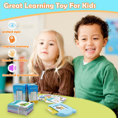 MAYAPHILOS kid enjoying learning with portable flash cards at home