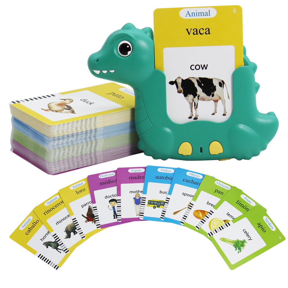 MAYAPHILOS talking flash cards with dinosaur design teach 224 sight words in English and Spanish.