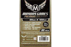 Mayday Games 7 Wonders sleeves pack shows 65x100mm size for card protection