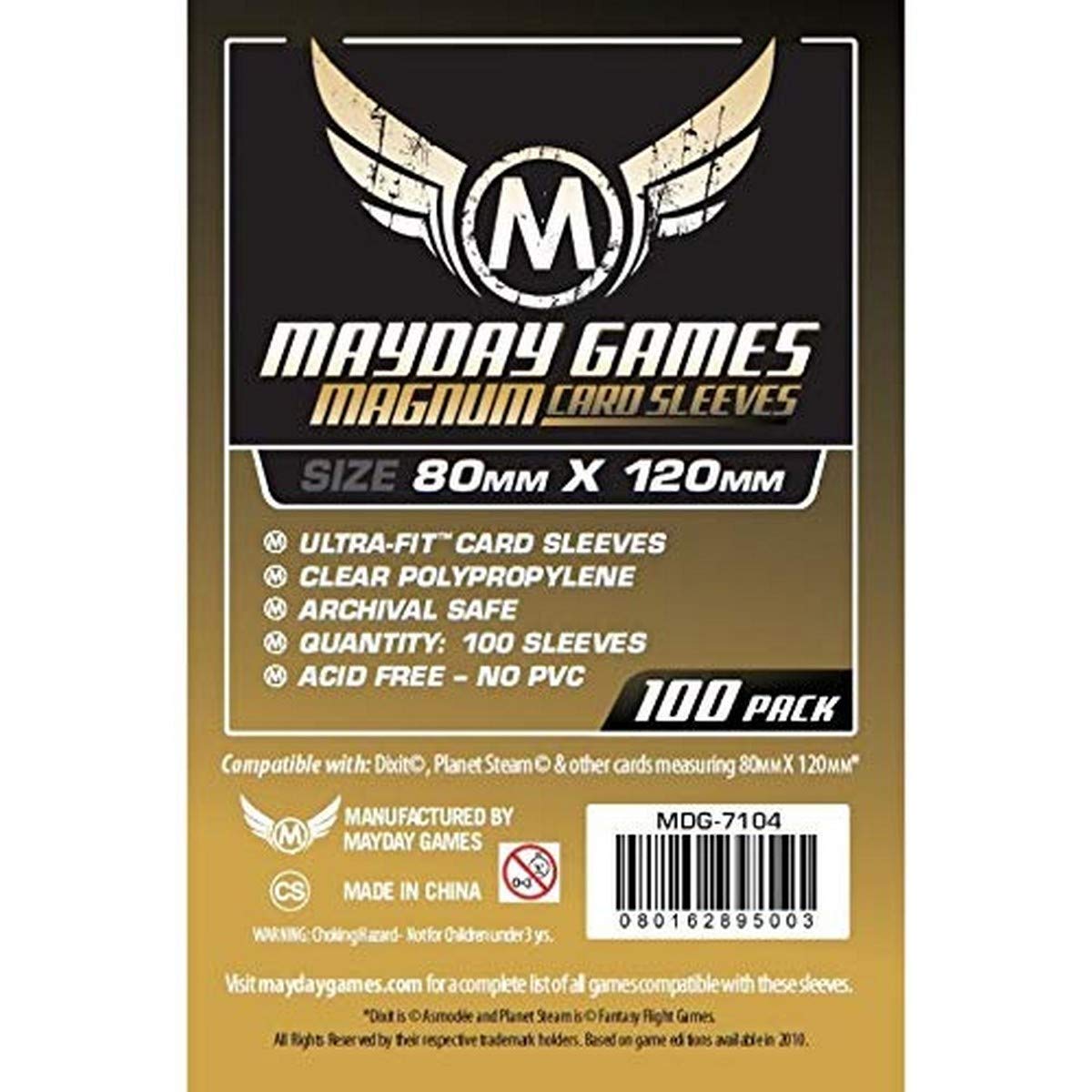 Mayday Games Magnum Gold Ultra Fit sleeves for 80x120 mm cards protect cards during gameplay