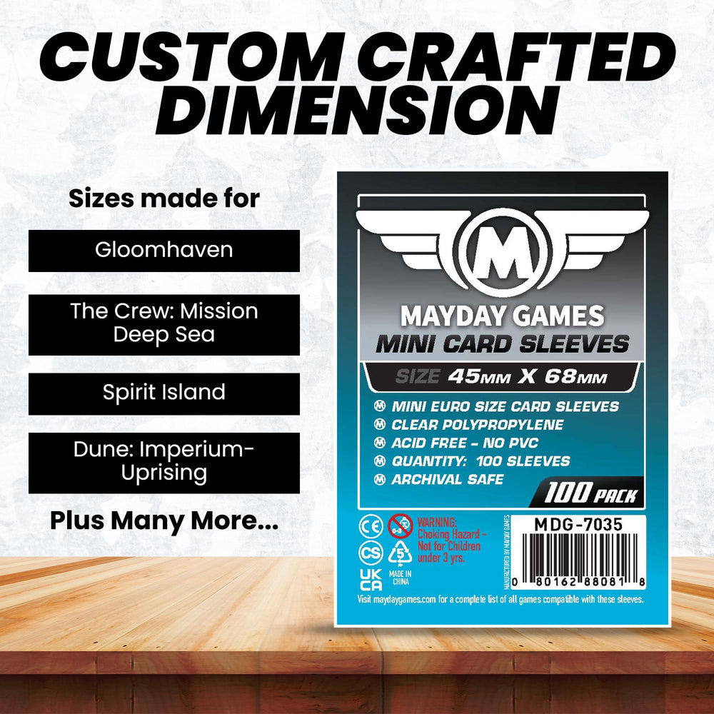 Mayday Games mini card sleeve protects cards from wear between sessions.