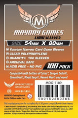 Mayday Yucatan narrow sleeves for 54x80 mm cards, clear polypropylene protection for Settlers of Catan.