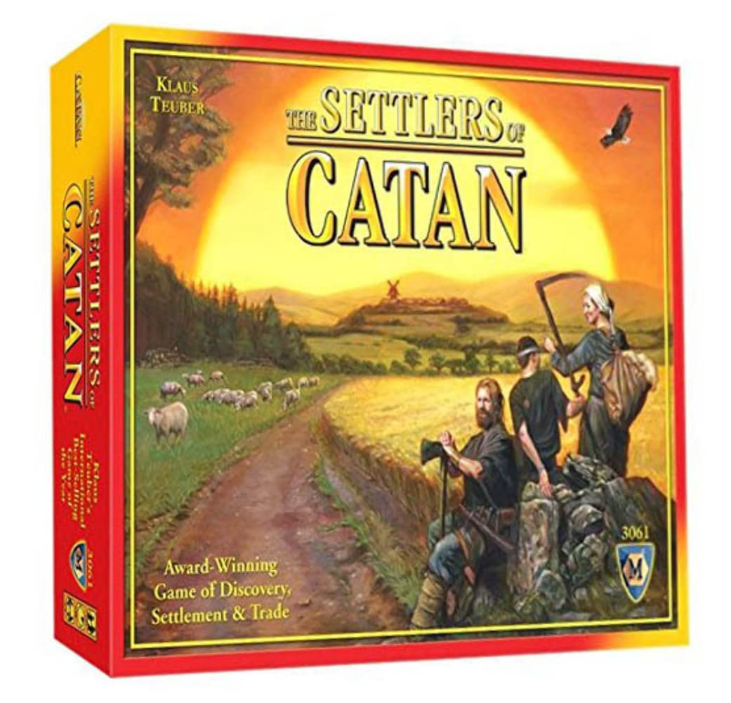 Mayfair Games Settlers of Catan board layout with varied terrain for high replay value.