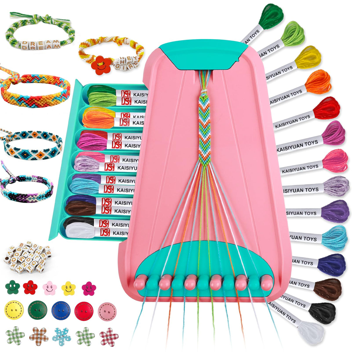 Maynacs bracelet maker with storage keeps craft supplies neatly organized for at home playtime.