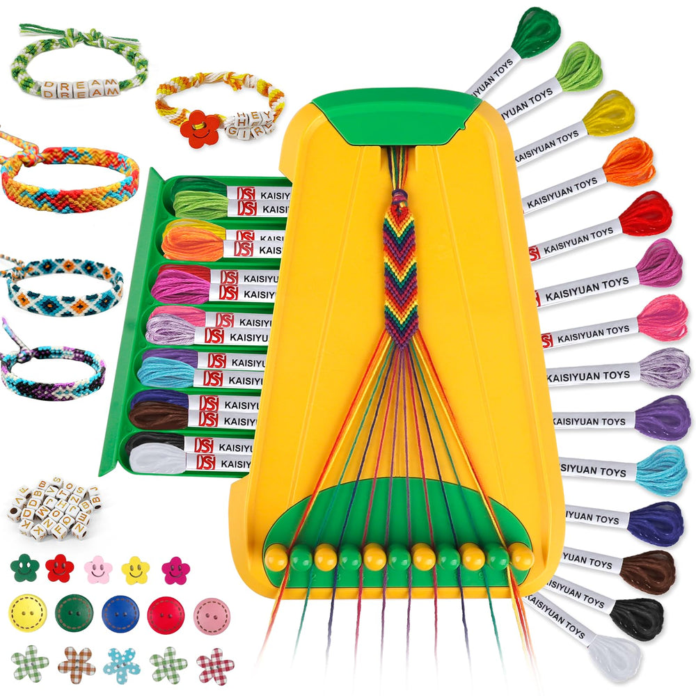 Maynacs friendship bracelet kit front cover with vibrant threads for creative projects