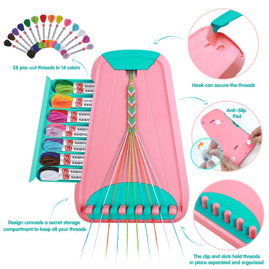 Maynacs 28-thread bundles in 14 colors offer vibrant options for creative bracelets.