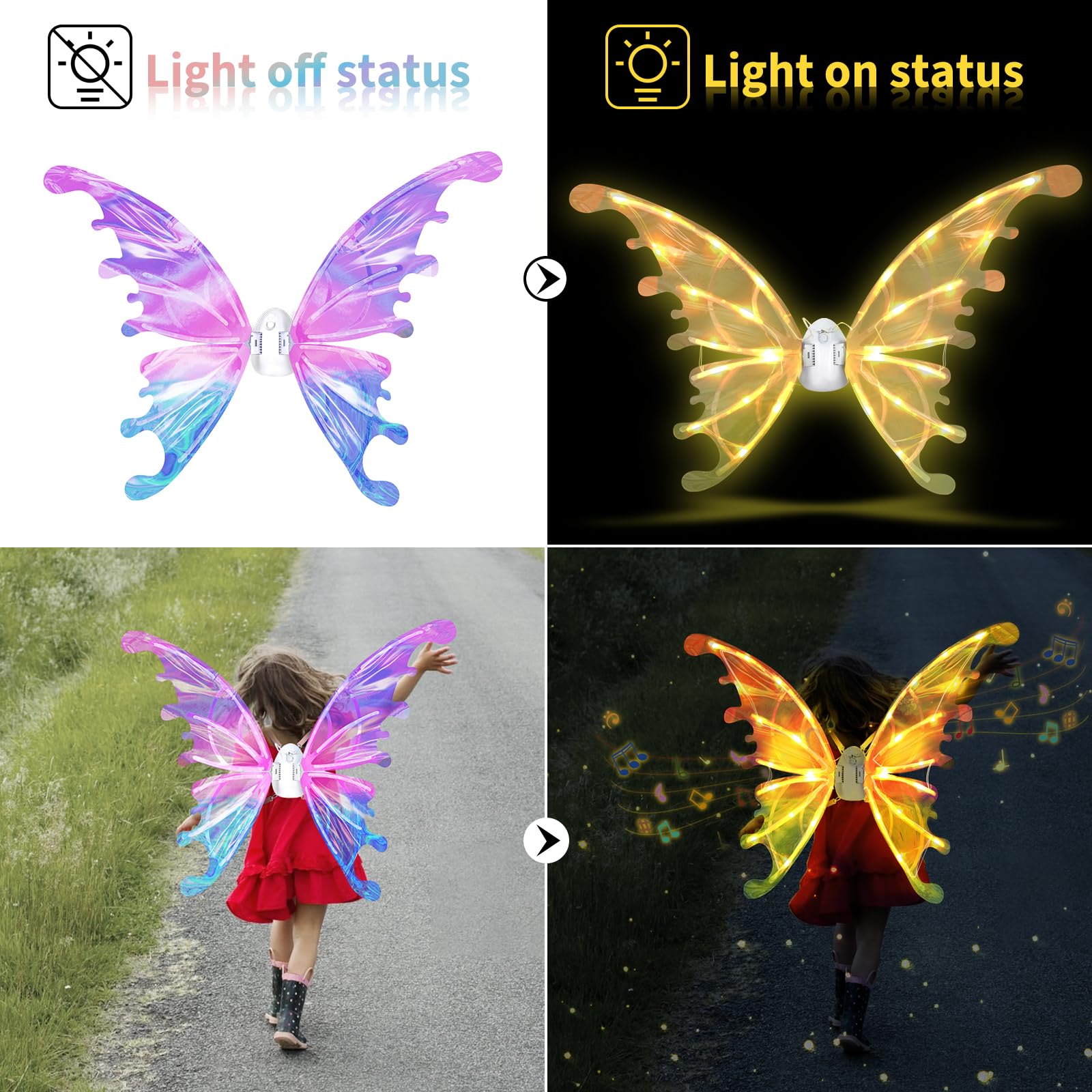 Maysida LED butterfly wings on a child for festive dress-up fun.