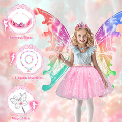 Maysida electric wings illuminate with colors and music for nighttime pretend play.