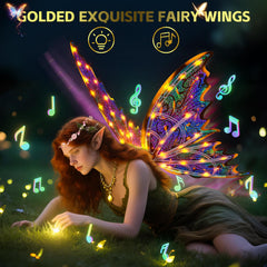 Maysida Gold LED Wings glow with vibrant colors for performances