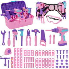 Maysida Kids Tool Set 67pcs in pink box for imaginative play and fine motor skills