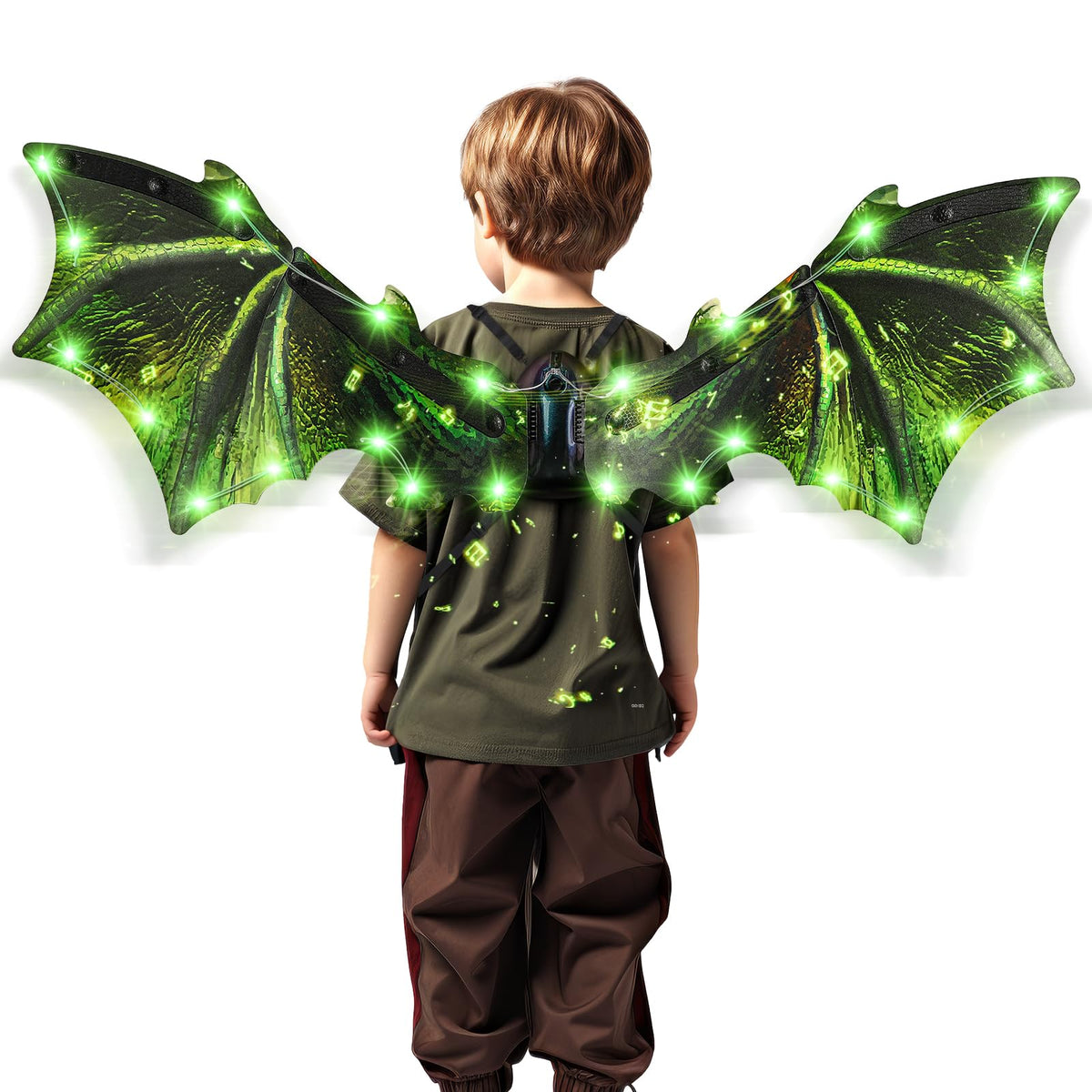 Maysida toddler electric dragon wings flap for imaginative play.