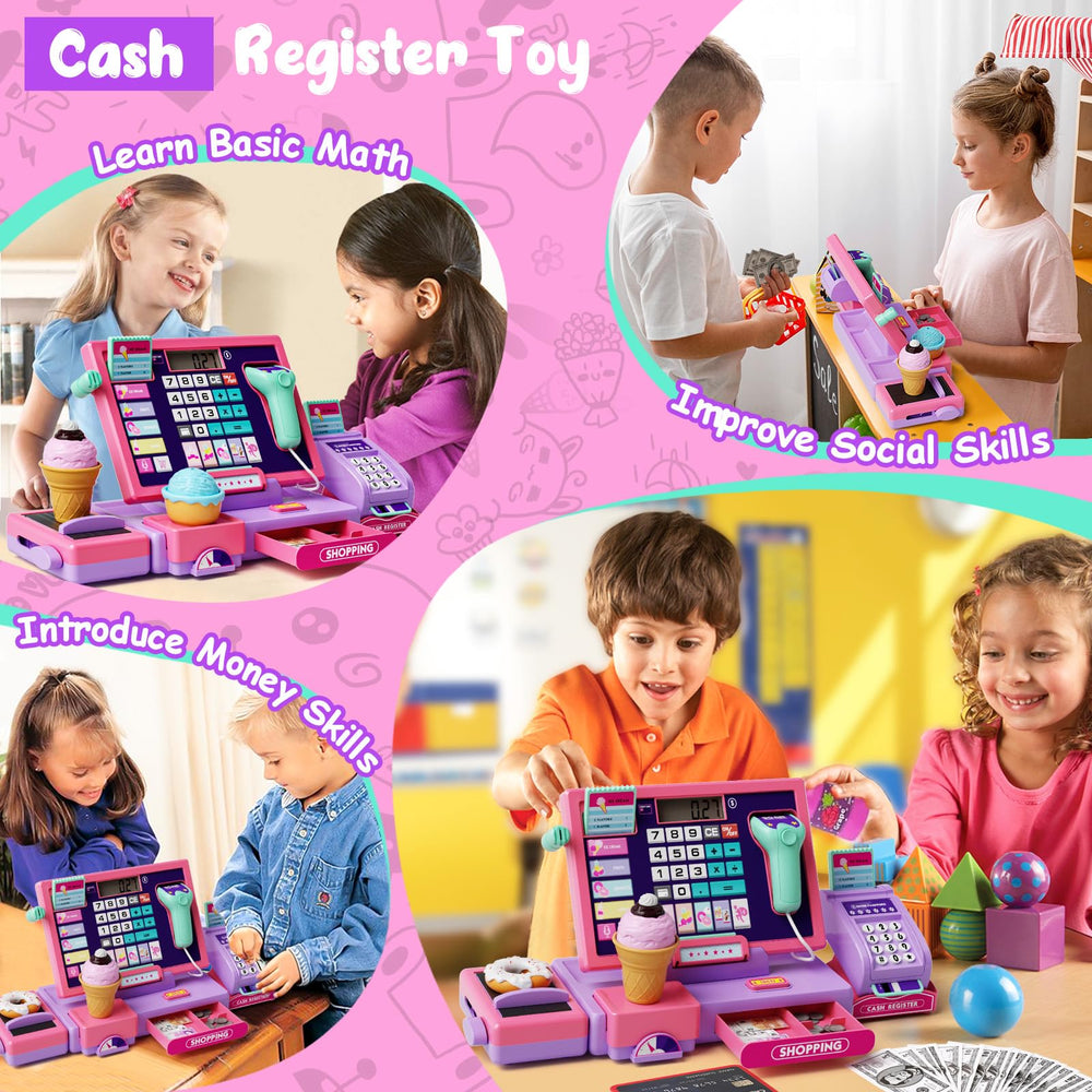 Maysida pink register supports card payments and pretend checkout experiences.