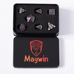 Maywin Inlay Metal Dice Set d12 face offers strong weight and high visibility at the table