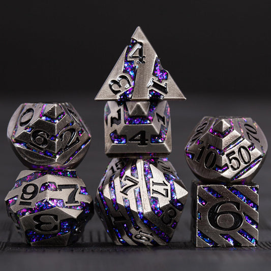Maywin Inlay Metal Dice Set d6 face with bold engravings and premium heft for reliable rolls