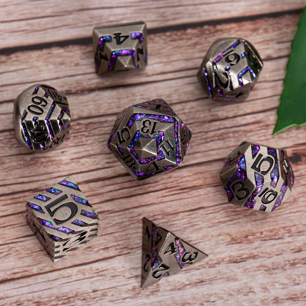 Maywin Inlay Metal Dice Set dpercent face combines readability with distinctive inlays