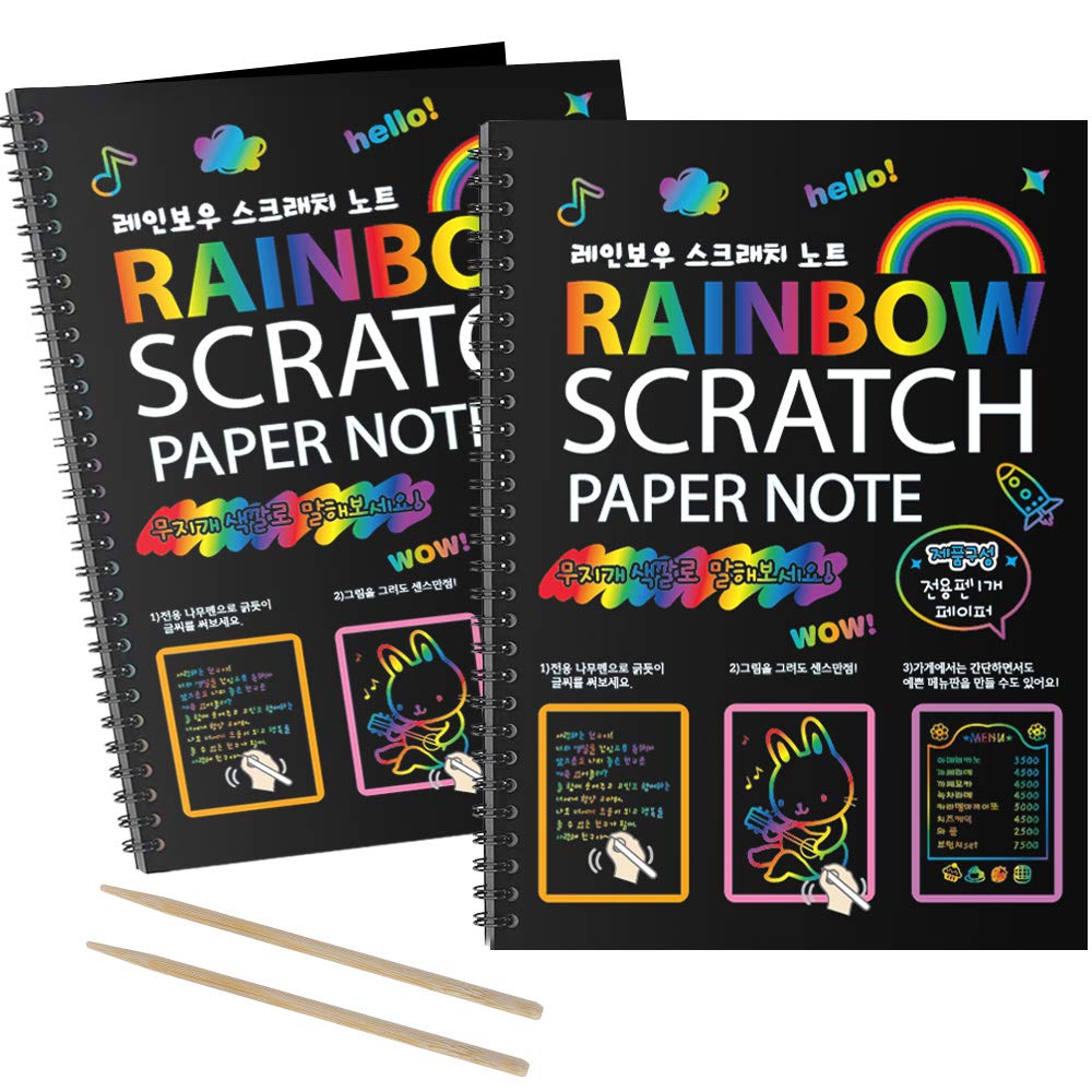 MBJRFU I&Art rainbow scratch art books reveal vibrant colors during playful doodling