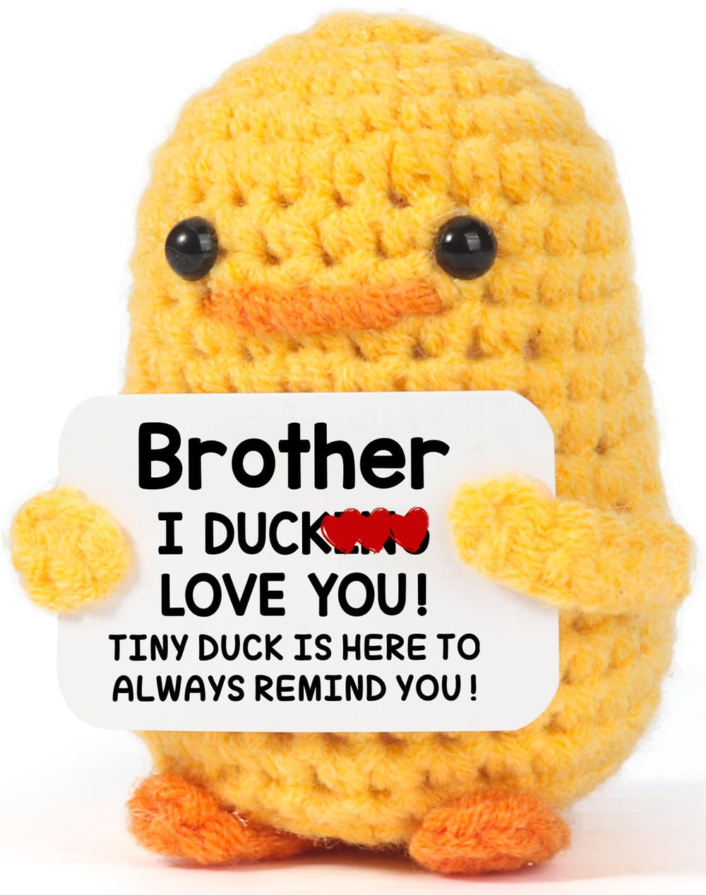 MBL crochet duck gift for brother, a cute birthday keepsake on desk or shelf