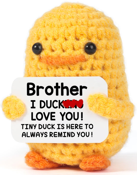 MBL crochet duck gift for brother, a cute birthday keepsake on desk or shelf