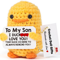 MBL crochet duck birthday gift brightens a son's desk and mood