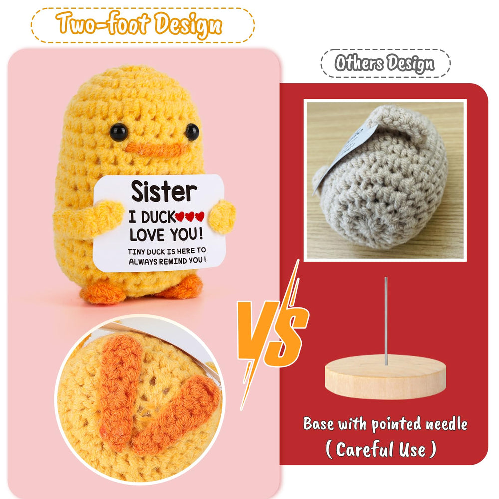 MBL tiny crochet duck sized for backpacks and gifts