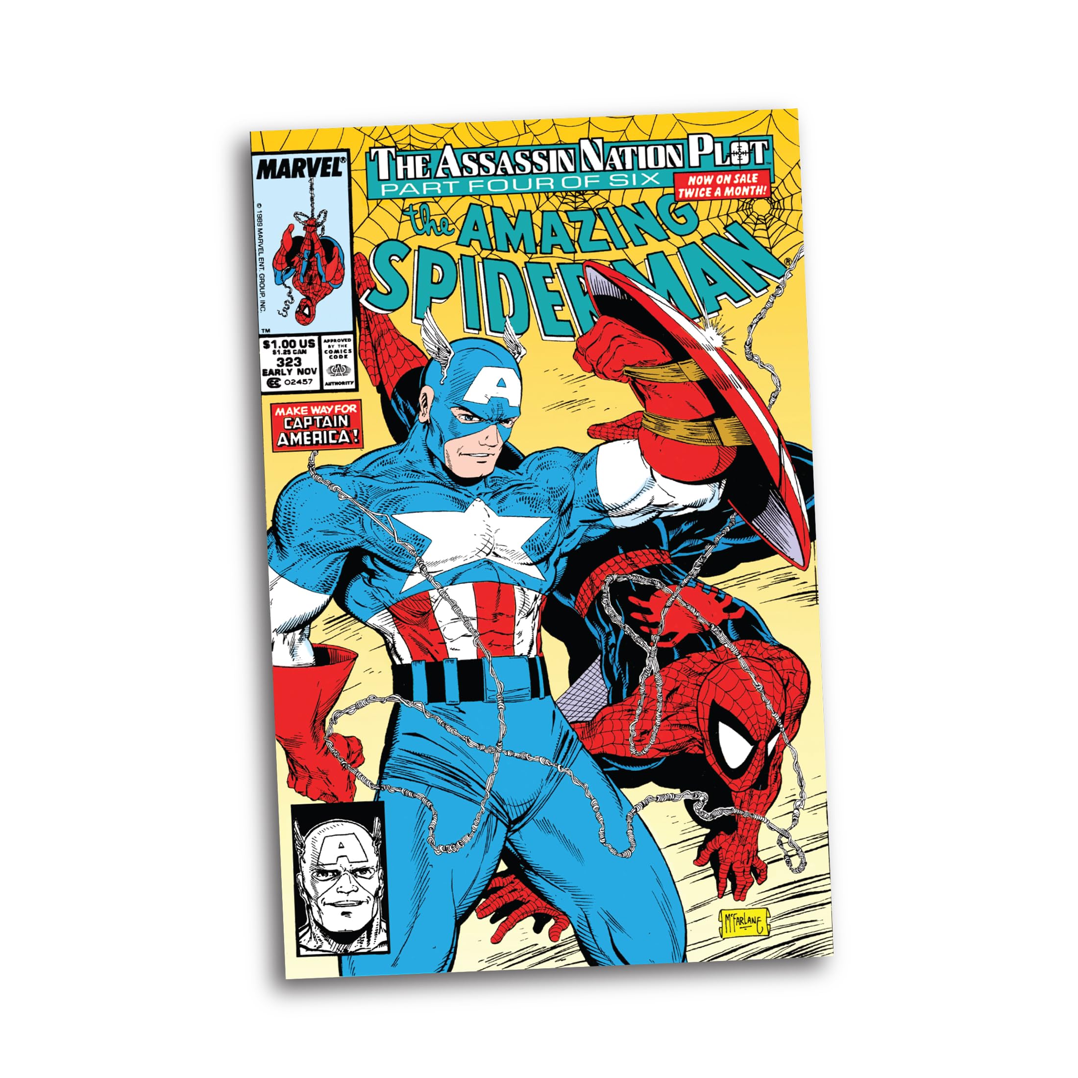The Amazing Spider-Man #323 comic included with Captain America figure.