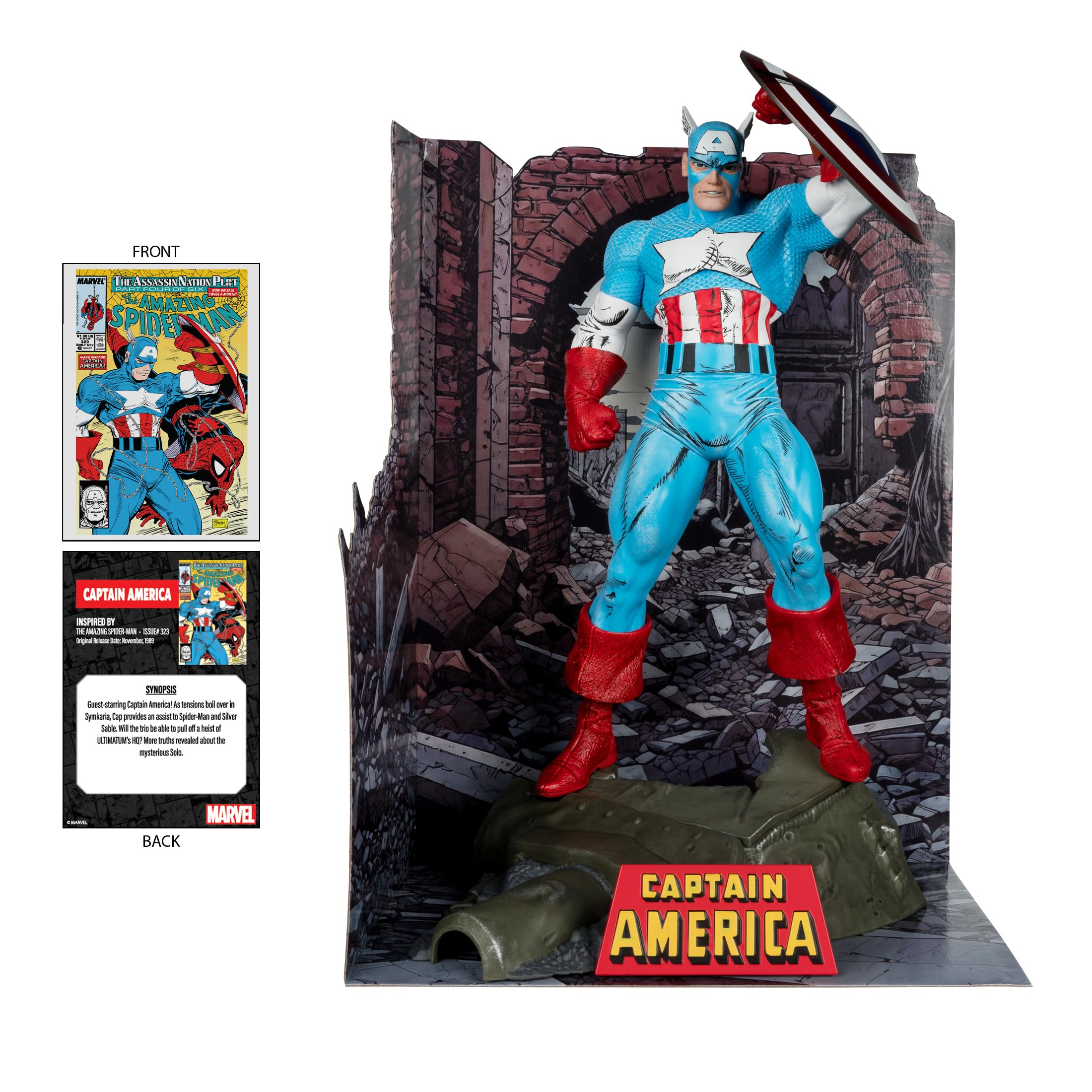 Captain America and Spider-Man collaboration scene within a dynamic diorama.