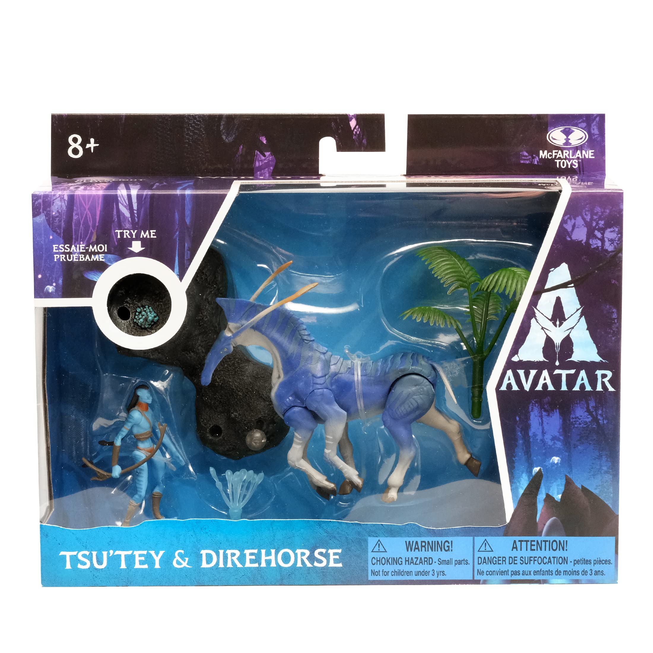 McFarlane Toys Avatar Tsu'tey 2.5-inch figure alongside set