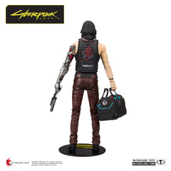 McFarlane Toys Johnny Silverhand Variant with Malorian Gun ready for dynamic poses