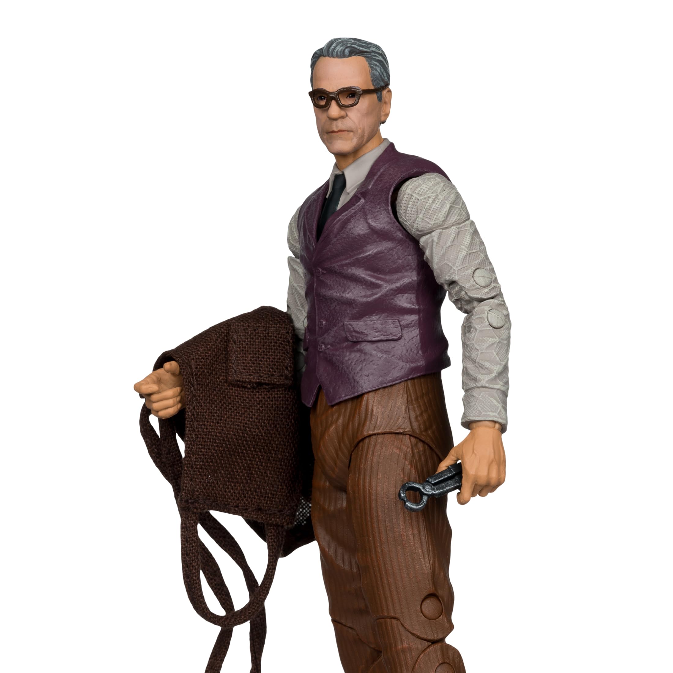 Alfred Pennyworth DC Multiverse figure with 22-point articulation for versatile poses.