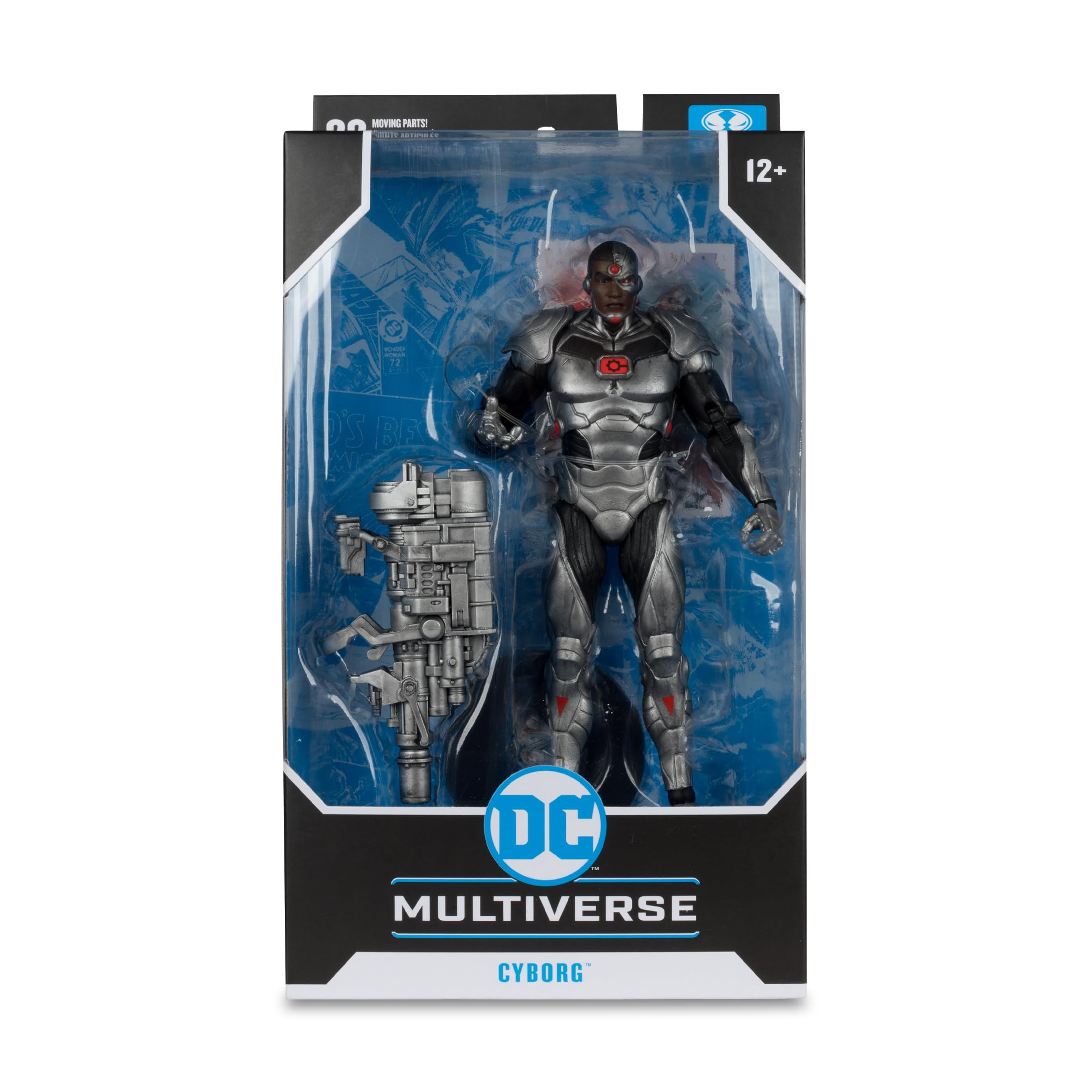 McFarlane Toys Cyborg 7in figure biography on back for lore fans