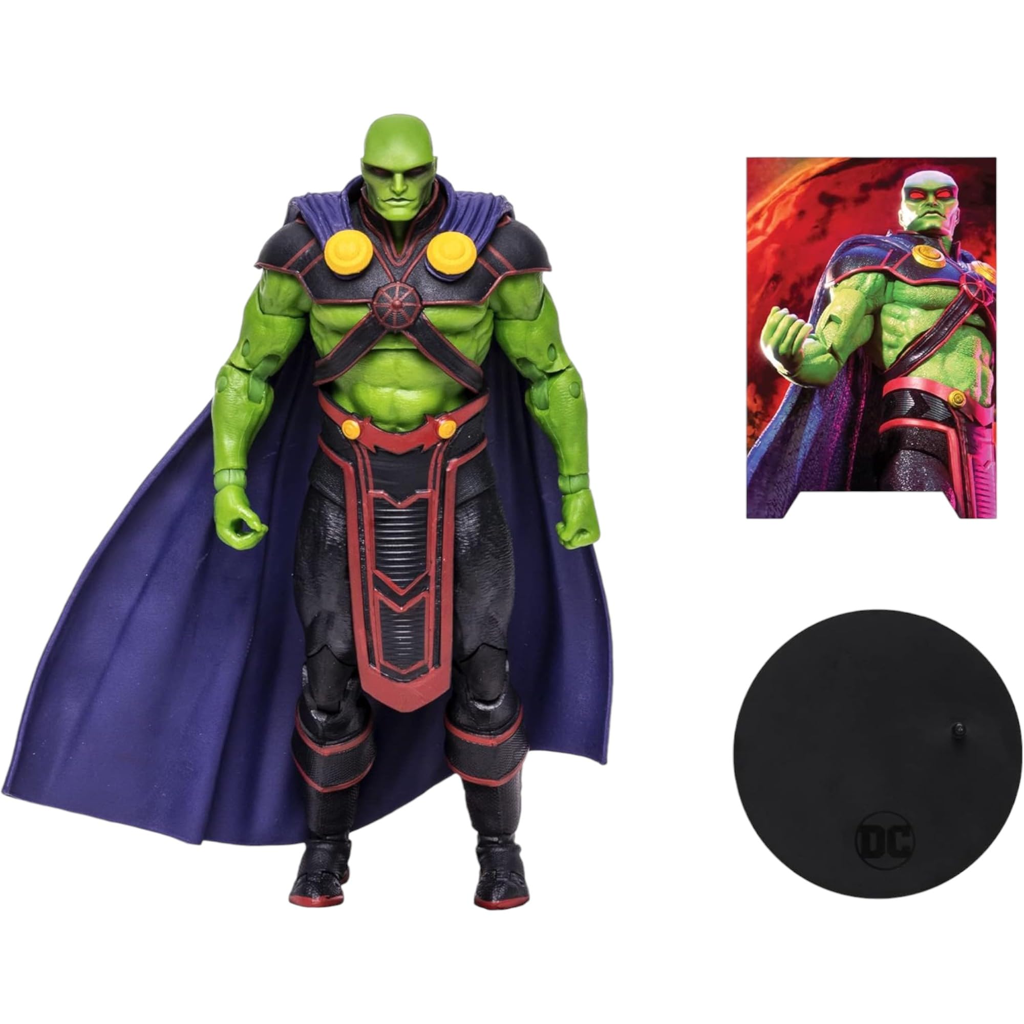 Martian Manhunter art card back shows character biography for fans.