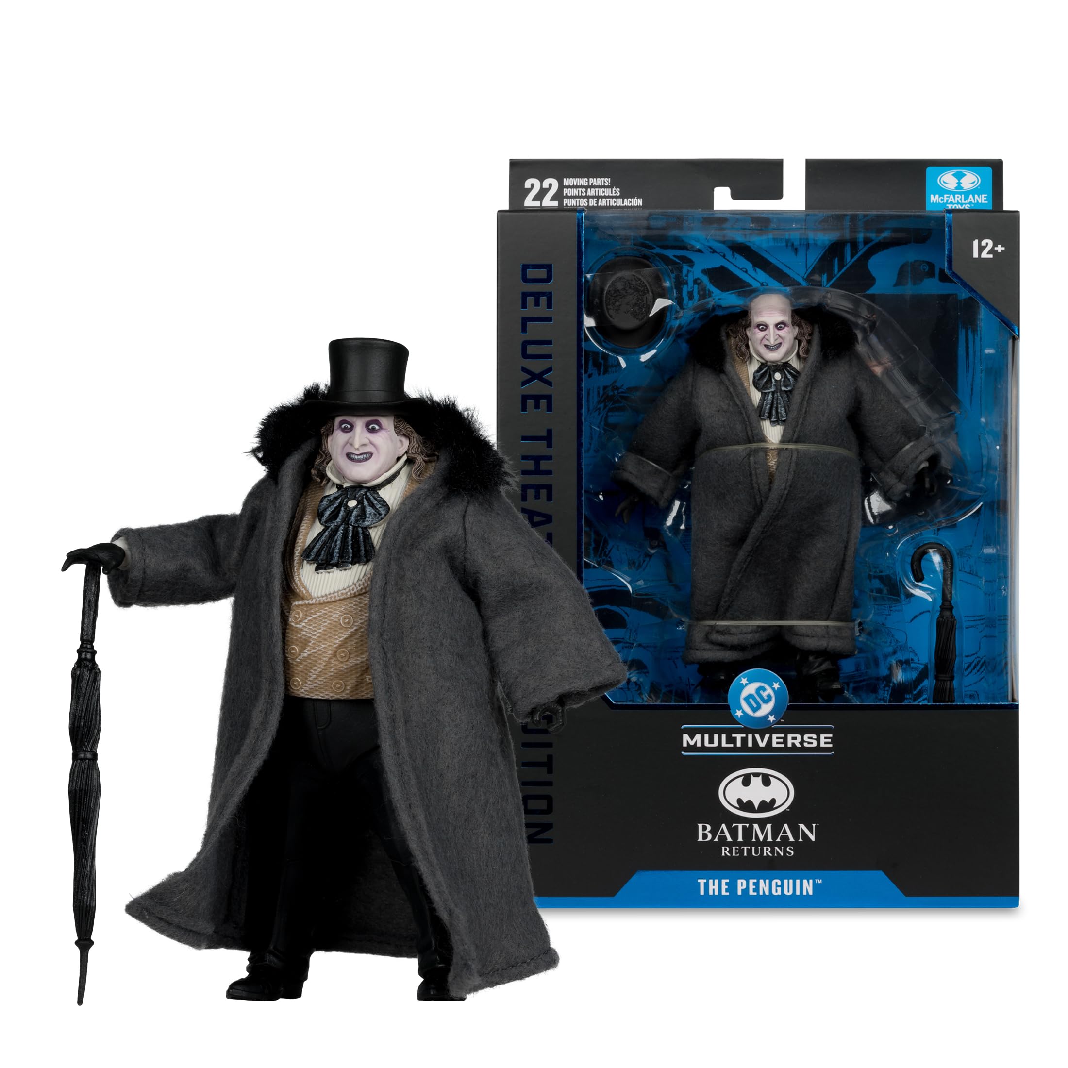 McFarlane Toys Penguin deluxe packaging with theatrical flair and blue foil