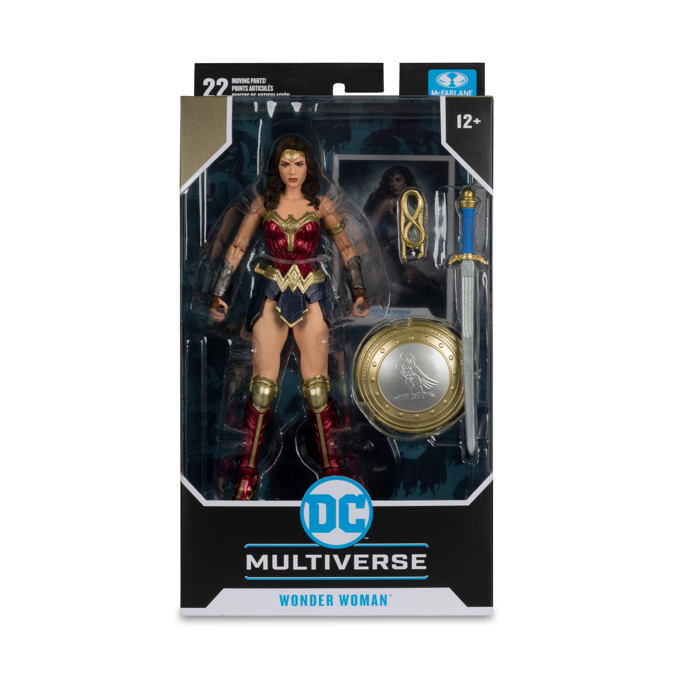 Detailed sculpt close-up of McFarlane Wonder Woman figure