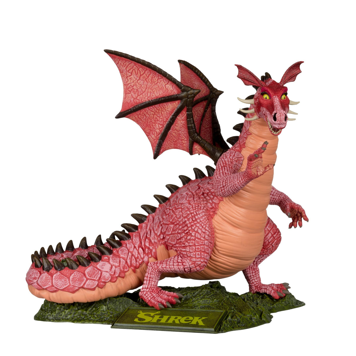 McFarlane Toys DreamWorks Dragon Shrek 12in figure beside dramatic base for display and storytelling.