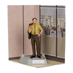 McFarlane Toys Dwight Schrute with environmental base enhances desk scenes.