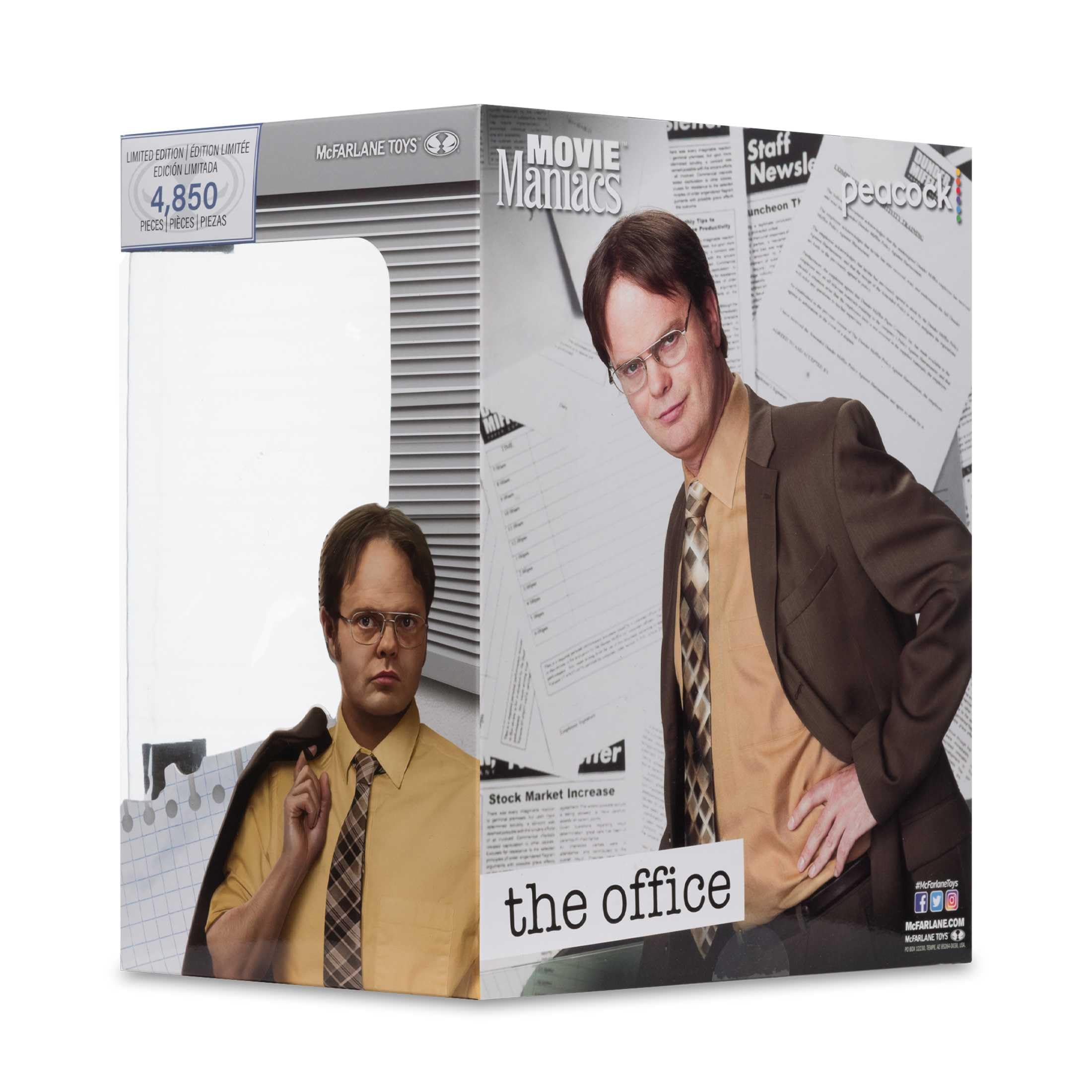 McFarlane Toys Dwight Schrute in Movie Maniacs line for fans and collectors.