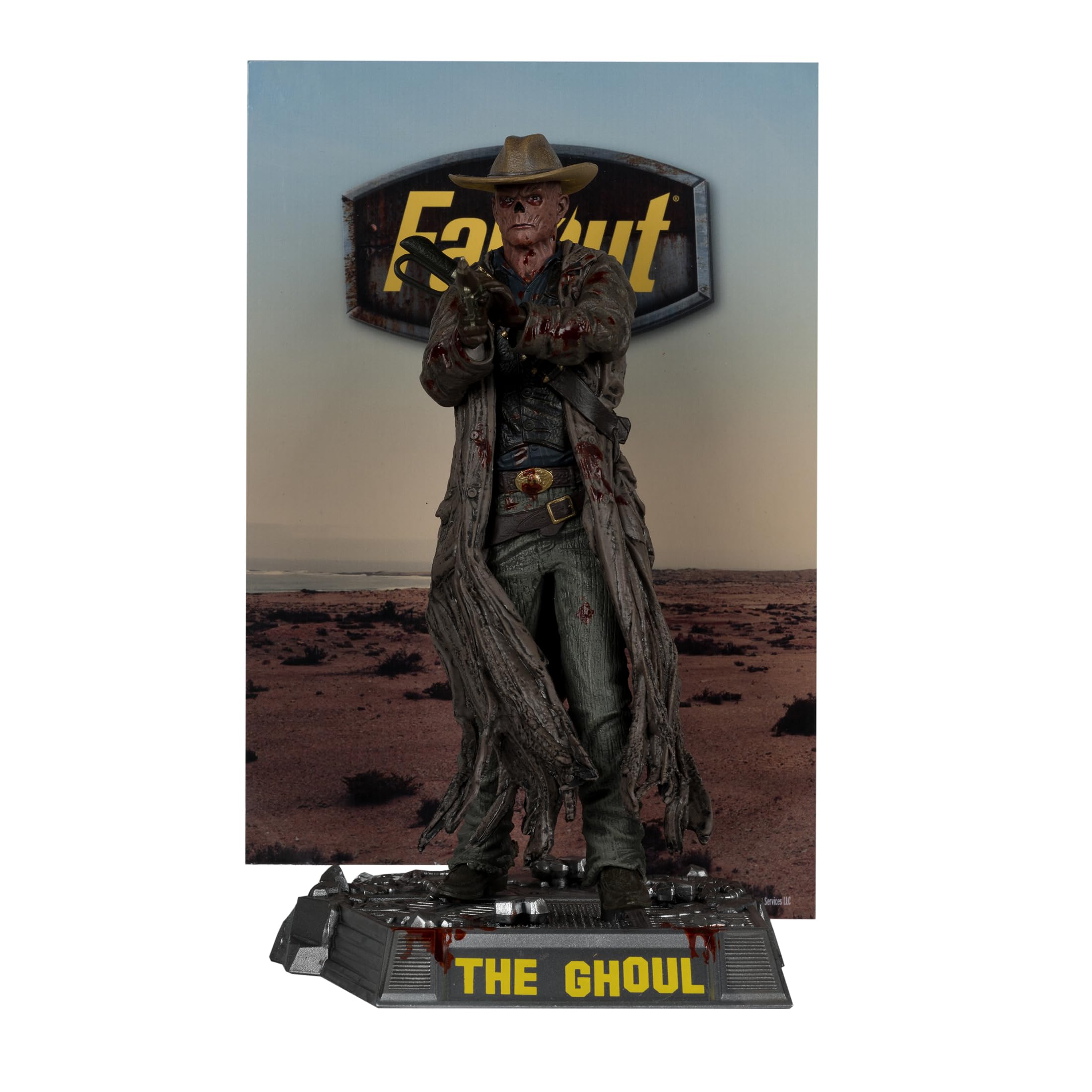 McFarlane Fallout Vault Boy 6in figure with black-and-white deco for display.