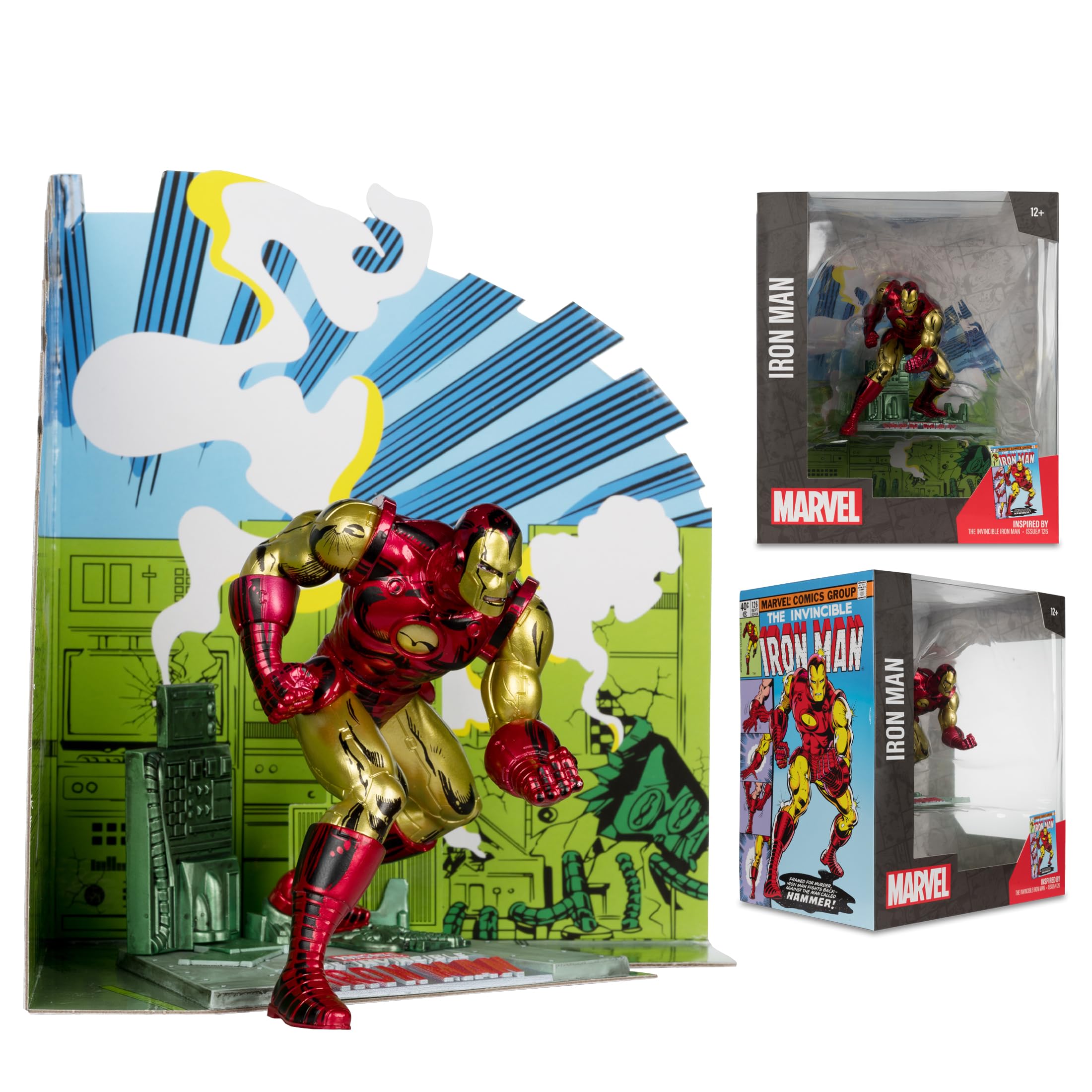 McFarlane Toys Iron Man 1:10 scale figure captures dynamic pose and texture.
