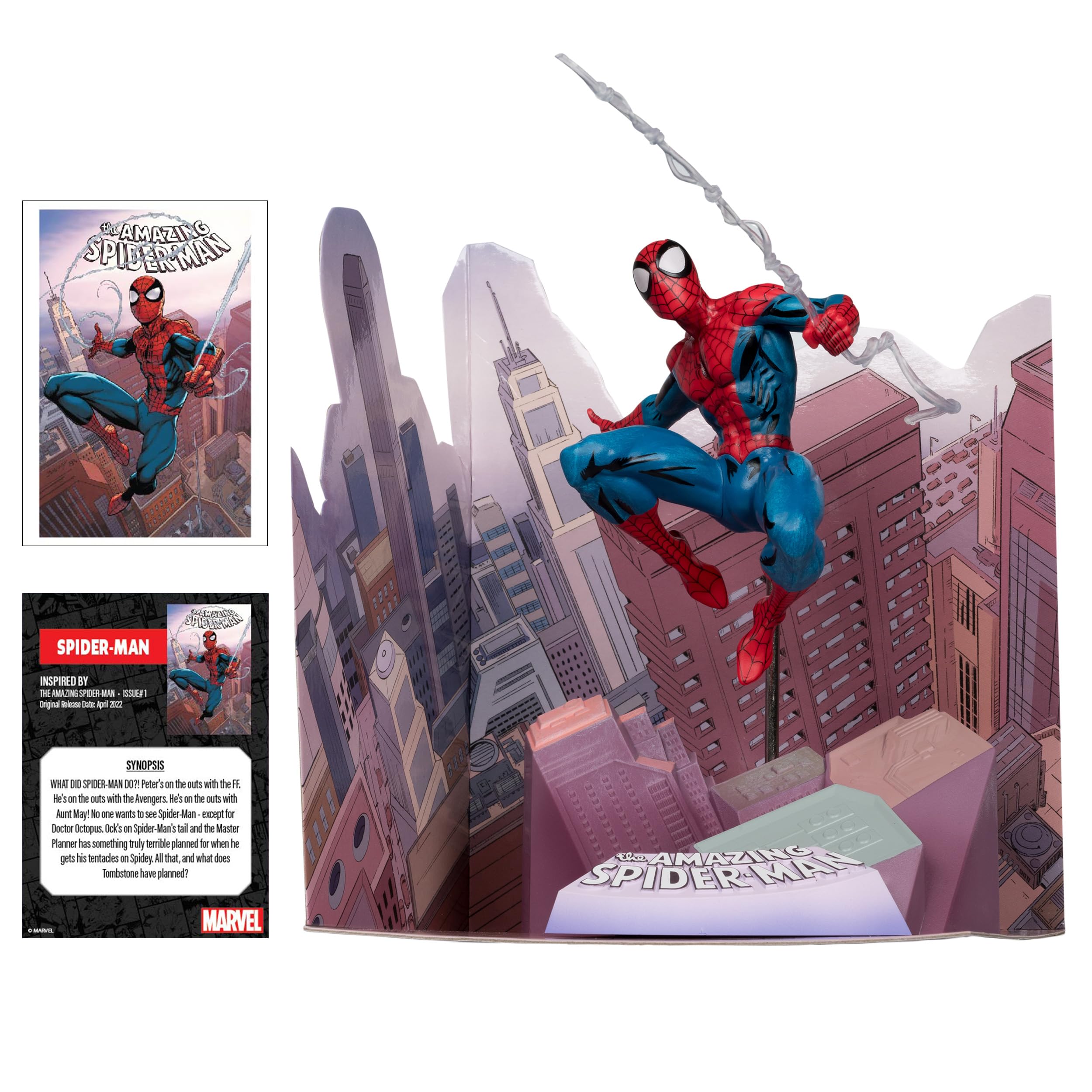 Dynamic environmental base for Spider-Man 1:10-scale figure