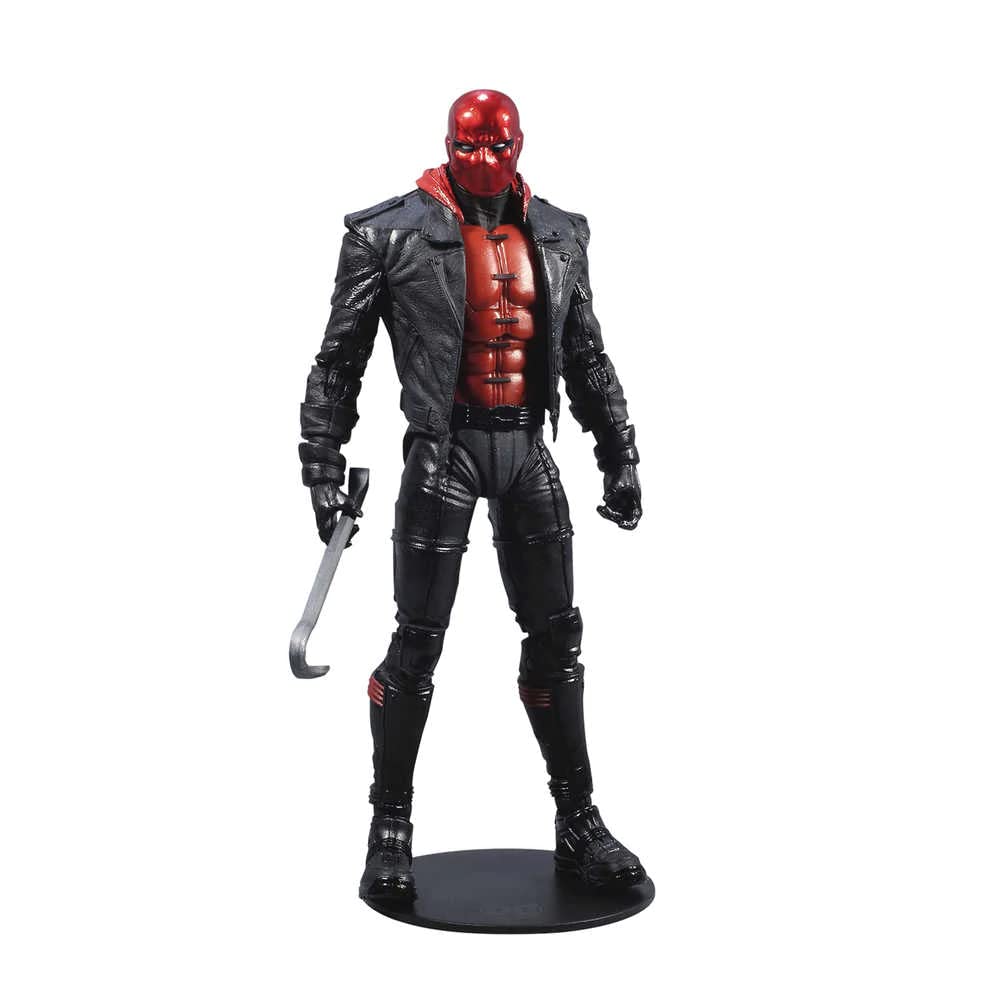 McFarlane Toys Red Hood figure from Batman: Three Jokers in a dynamic display pose.