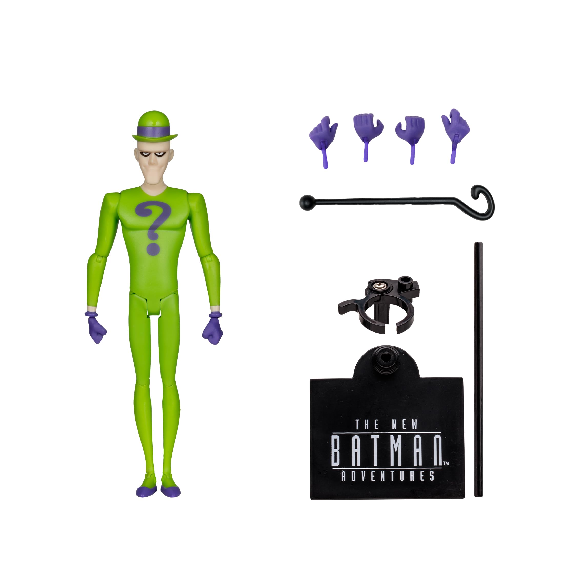 Riddler cane accessory enhances authentic posing options.