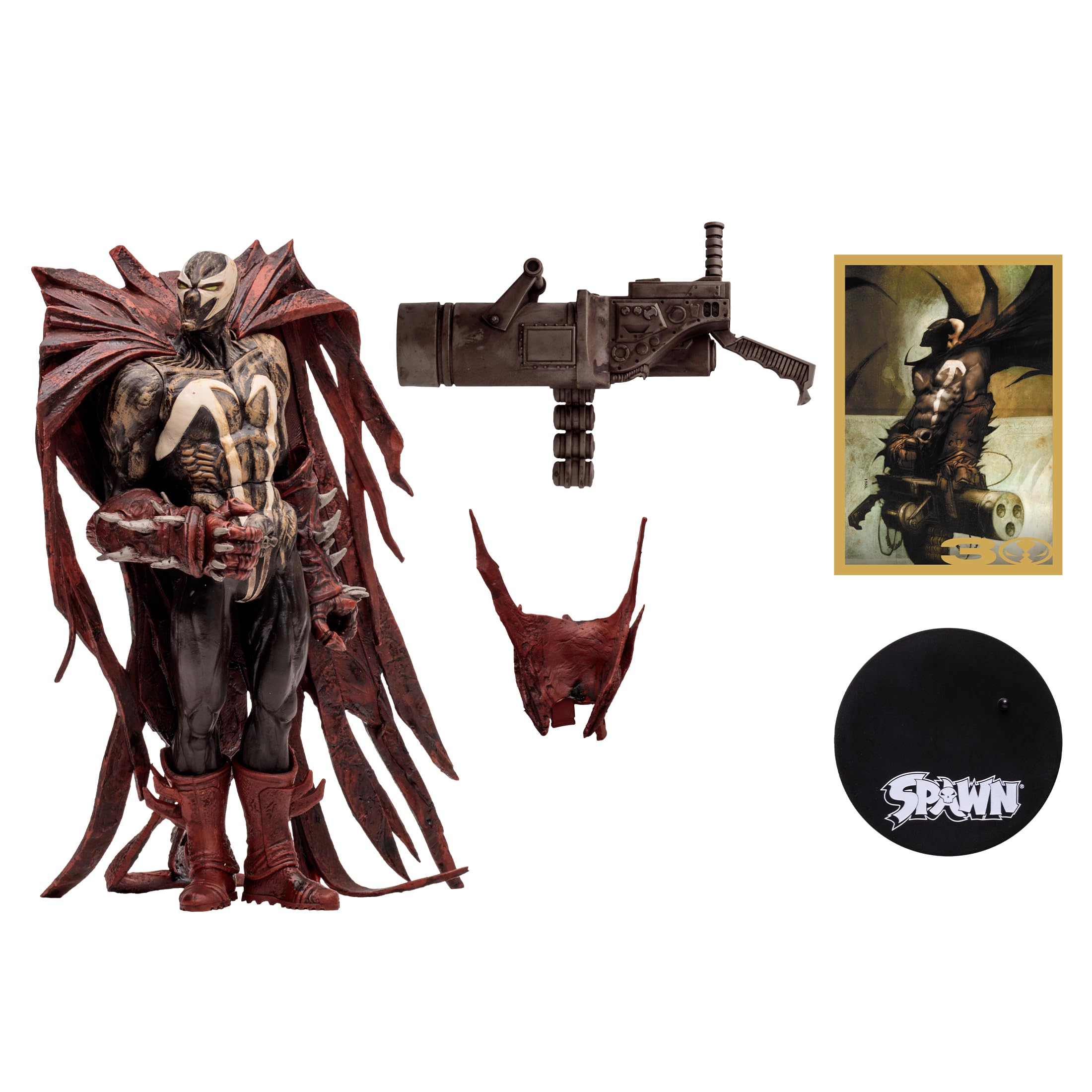 McFarlane Toys Spawn Hellspawn figure back view highlighting cape silhouette