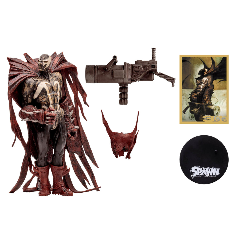 McFarlane Toys Spawn Hellspawn figure back view highlighting cape silhouette