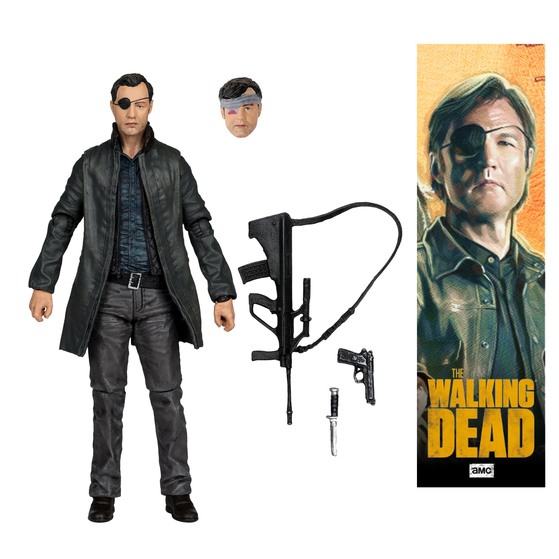 McFarlane Toys The Walking Dead Governor figure back view shows accessories.