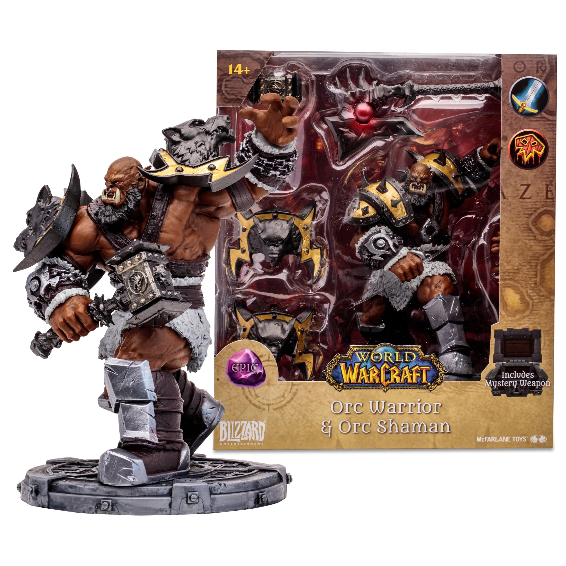 McFarlane Toys Orc Warrior/Shaman figure front view showing detailed sculpt and paintwork